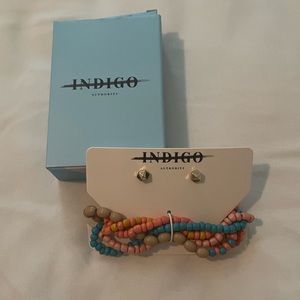 Indigo Gold Earring and Bracelet Set